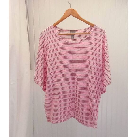 CHICO's pink & white , angel wing jersey knit shirt Chico's size 3 , XL - Picture 1 of 4